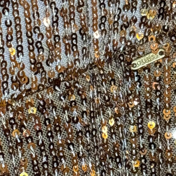 Guess Brown Leaf Sequin Palazzo Pants - Picture 3 of 4